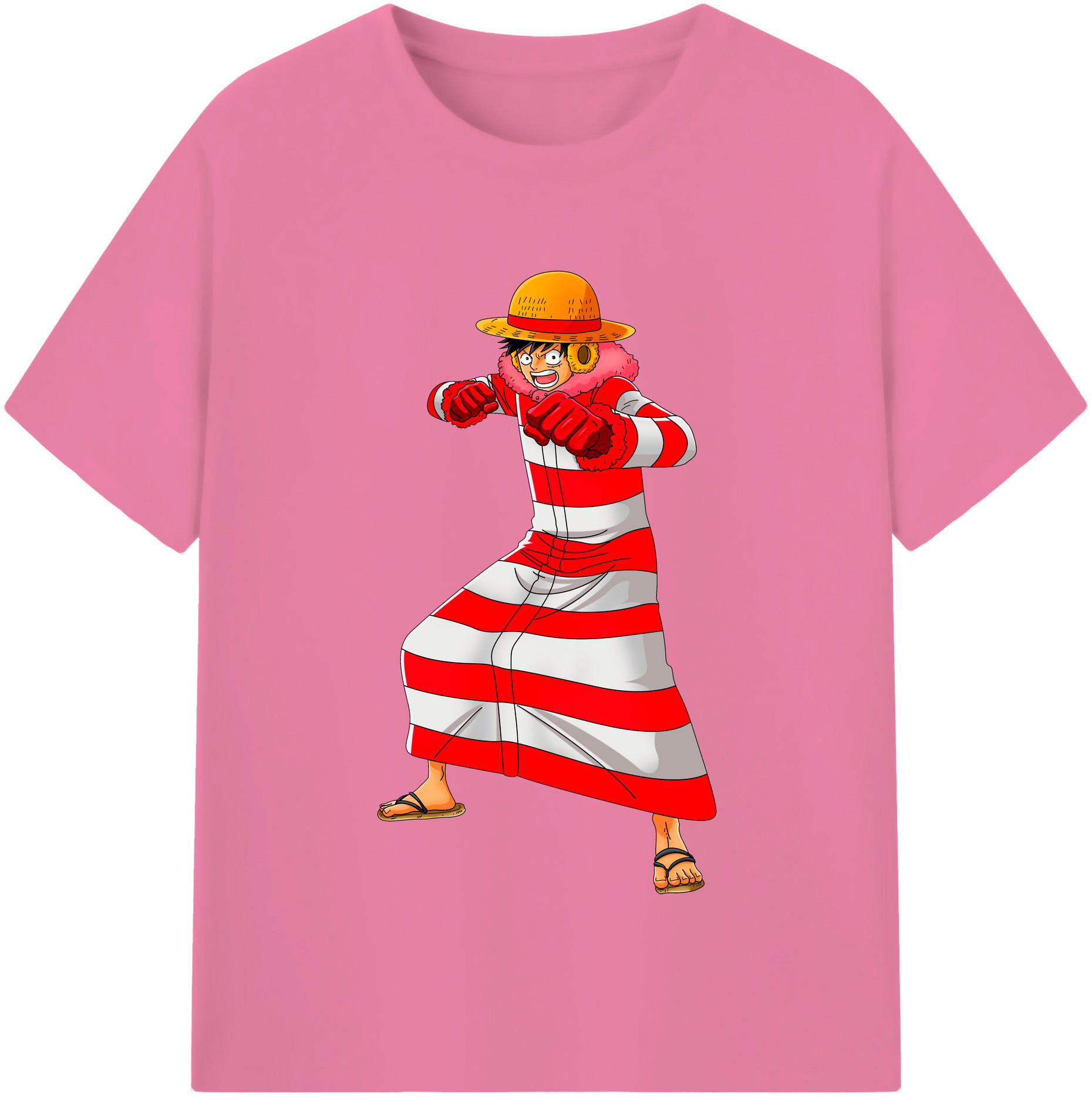 ワンピース モンキー・D・ルフィ ONE PIECE Monkey D. Luffy 綿100％半袖Tシャツ（フロントプリント）